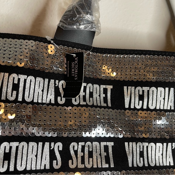 Victoria's Secret Black and Silver Sequin Tote Bag NWT - Picture 11 of 11